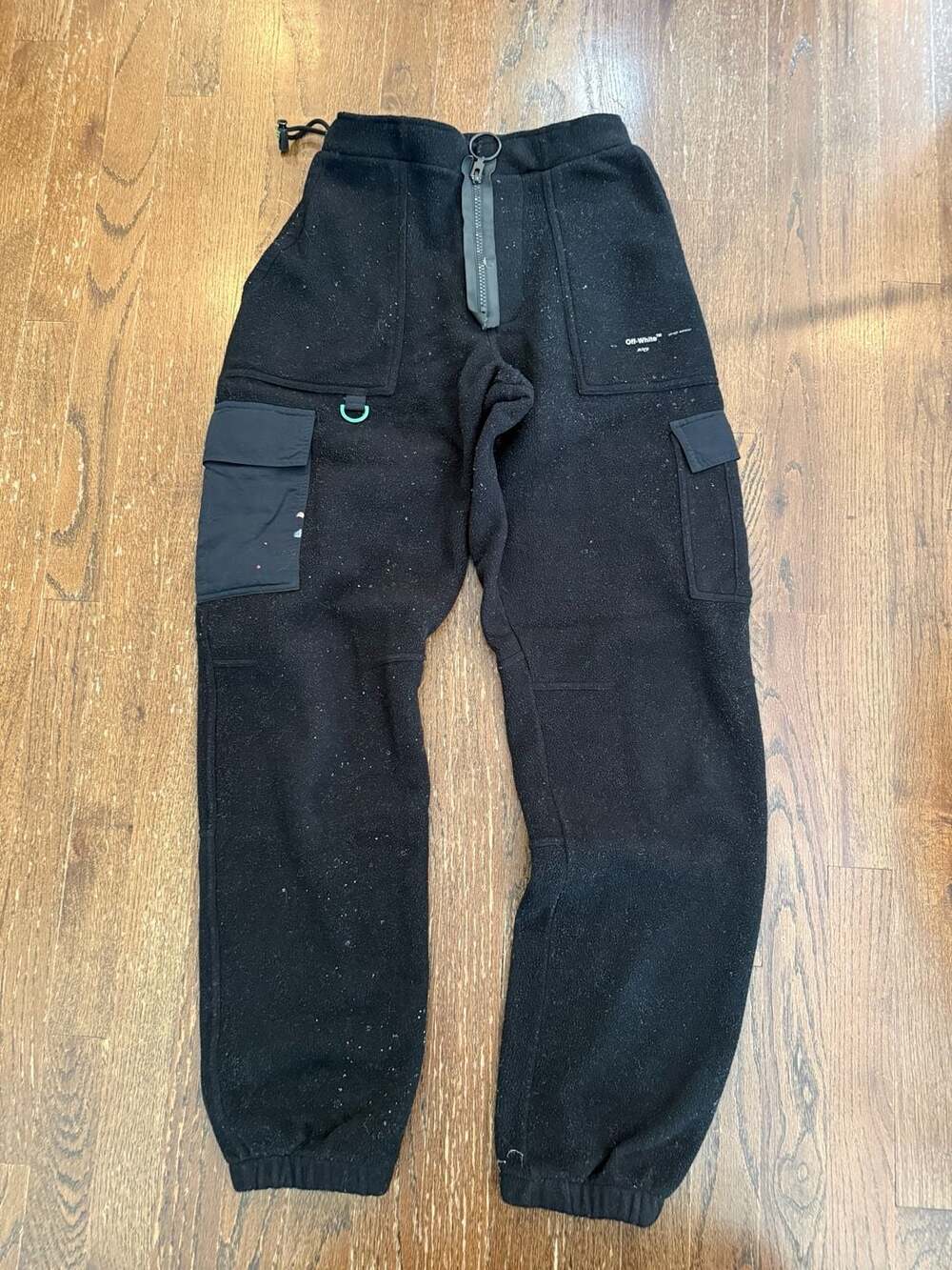 Off-White 2019 Spring/Summer Black Fleece Cargo Jogger Pants Size XS
